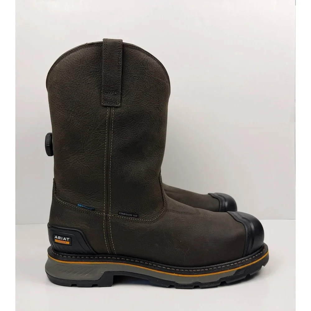 ARIAT Stump Jumper Pull On BOA‎ H20 Comp Toe Men's Size 14 Iron Coffee